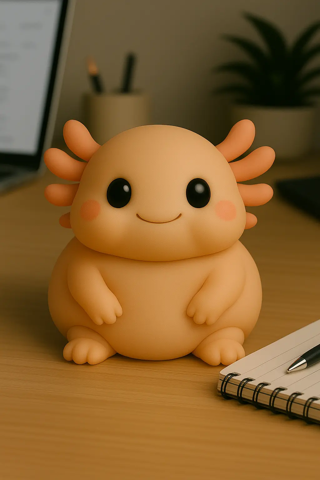 Chubby axolotl 3D printable figurine with rounded gills