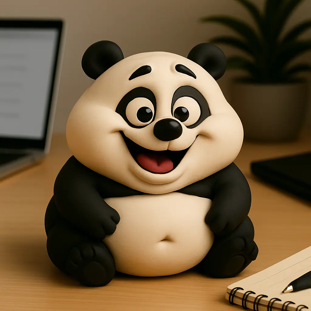 Chubby panda STL model with a broad seated body