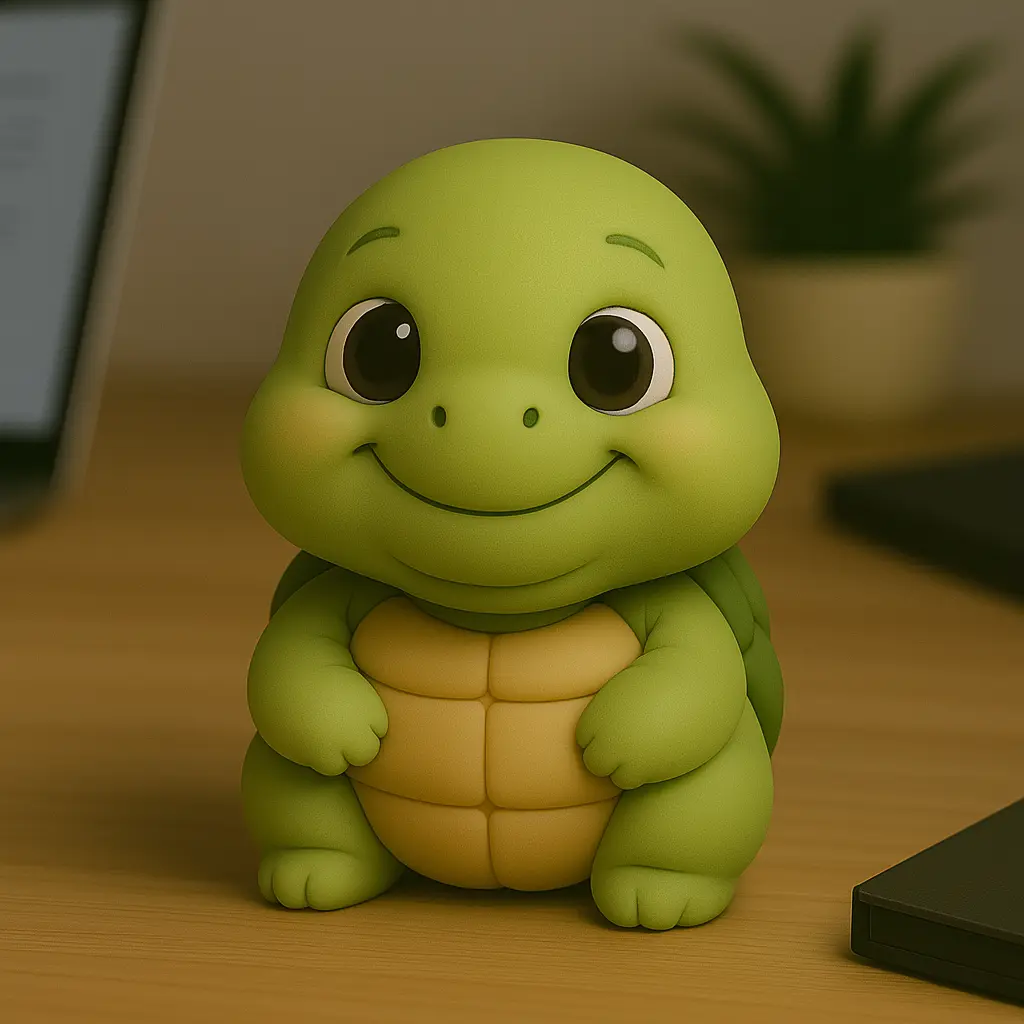 Rounded turtle STL figurine with a compact shell