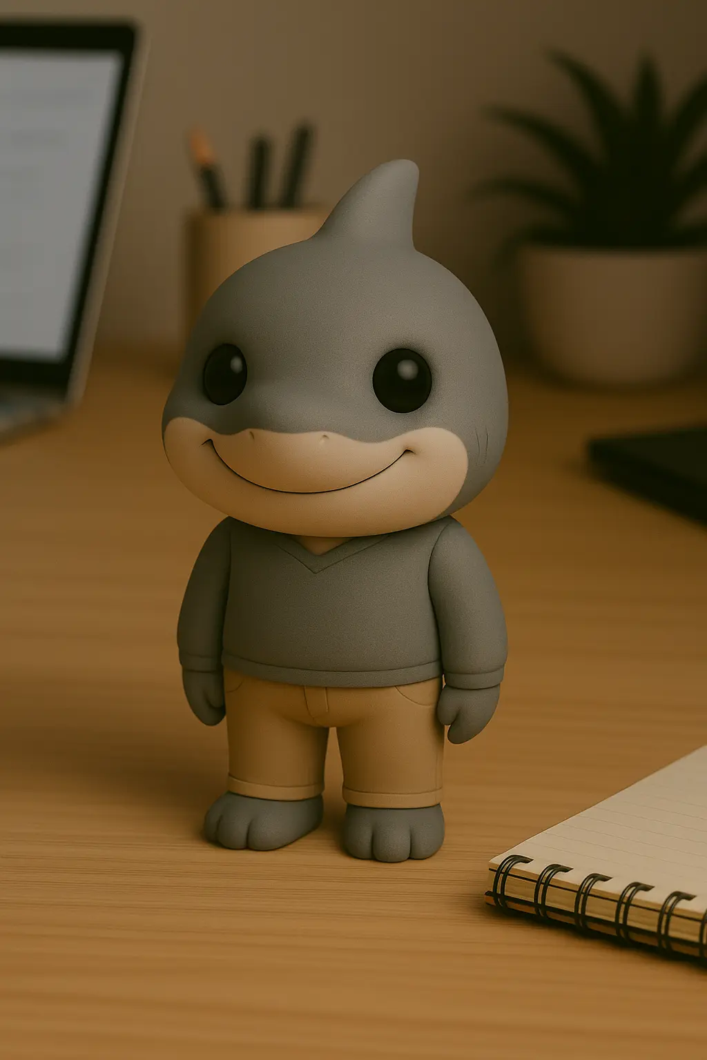 Shark anthropomorphic animal STL figurine wearing a sweater