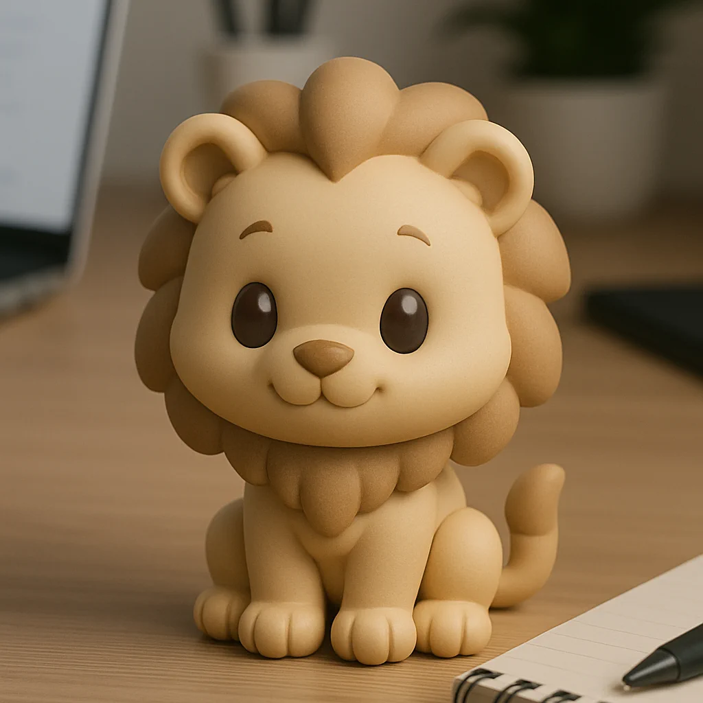 Cute lion STL character with a rounded mane
